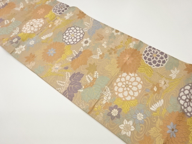JAPANESE FUKURO OBI / WOVEN FLORAL PLANTS